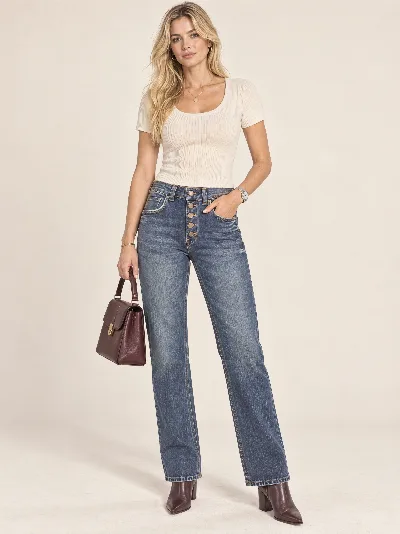 Damskie jeansy Straight Fit – wysoki stan, elastyczny denim