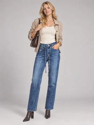 Damskie jeansy Straight Fit – wysoki stan, elastyczny denim