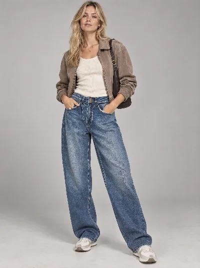 Damskie jeansy Baggy – wysoki stan, szeroka nogawka