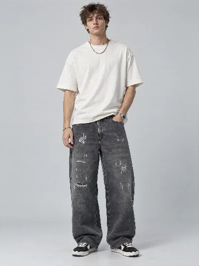 Męskie jeansy Skater Baggy – 100% bawełna