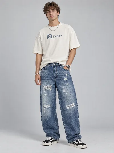 Męskie jeansy Skater Baggy – 100% bawełna