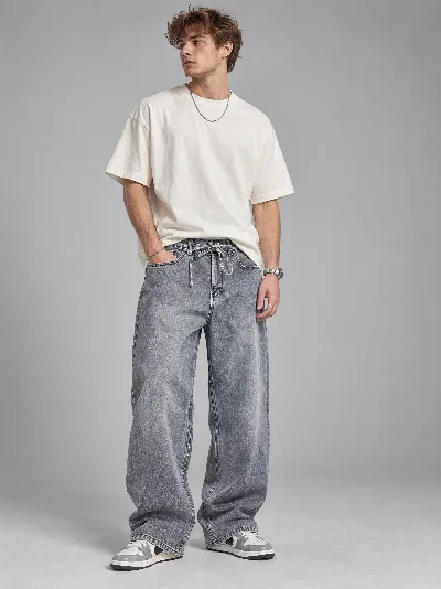 Męskie jeansy Baggy – luźny fason, 100% bawełna