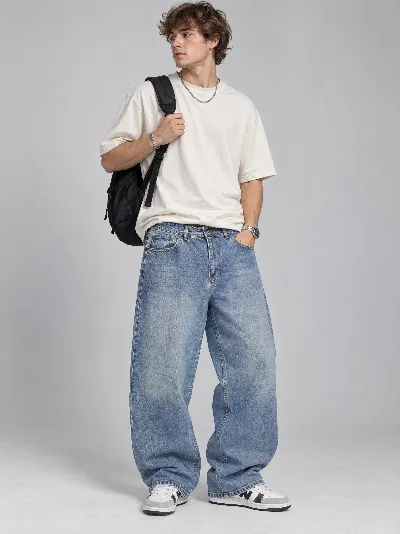 Męskie jeansy Skater Baggy – 100% bawełna