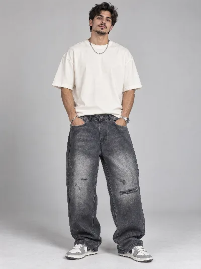 Męskie jeansy Baggy – luźny fason, 100% bawełna