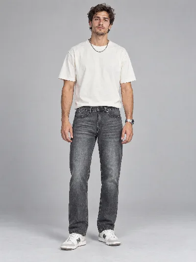Męskie jeansy Straight Fit – klasyczna prosta nogawka, 98% bawełna, 2% elastan