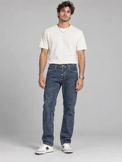 Męskie jeansy Straight Fit – klasyczna prosta nogawka, 98% bawełna, 2% elastan