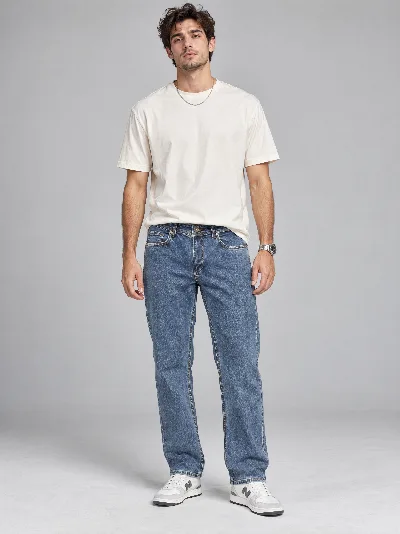 Męskie jeansy Straight Fit – klasyczna prosta nogawka, 98% bawełna, 2% elastan