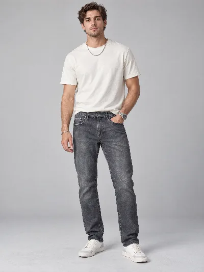 Męskie jeansy Regular Fit – klasyczna nogawka, antracytowy denim