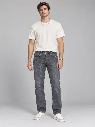 Męskie jeansy Regular Fit – klasyczna nogawka, antracytowy denim