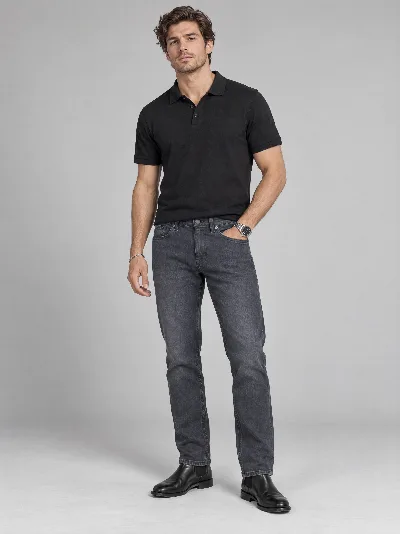 Męskie jeansy Regular Fit – klasyczna nogawka, antracytowy denim