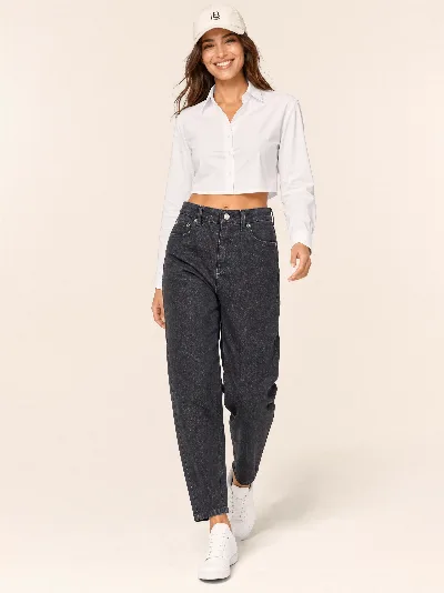 Damskie jeansy MOM FIT – wysoki stan, elastyczny denim