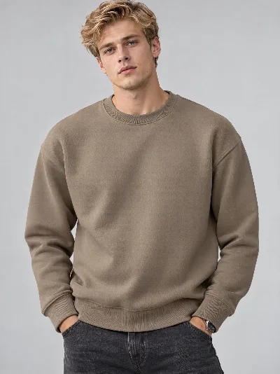 Men’s Regular Fit Sweatshirt – 3-Thread Brushed Fabric, 320 GSM
