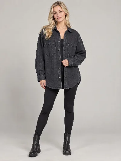 Damska koszula jeansowa Oversize Czarne – Czarny