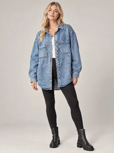 Damska koszula jeansowa Oversize Jasno Niebieskie – Jasnoniebieski
