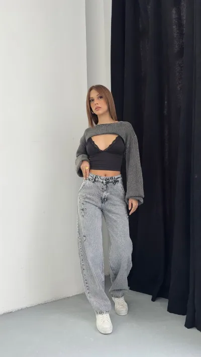 Damskie jeansy Baggy Balloon – wysoki stan, szeroka nogawka