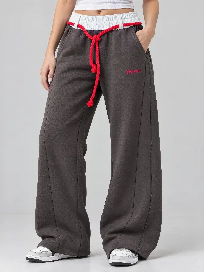 Damskie Spodnie Wide Leg – Double Face – Brązowy