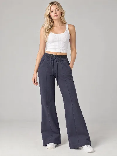 Damskie Spodnie Flare fit – Double Face – Granatowy