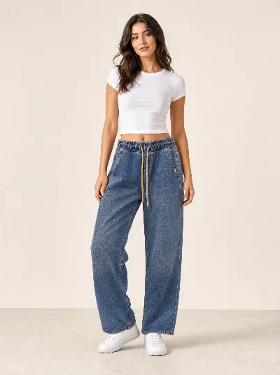Damskie jeansy Baggy Balloon – wysoki stan, szeroka nogawka