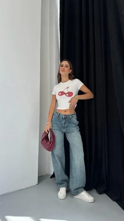 Damskie jeansy Baggy Balloon – wysoki stan, szeroka nogawka