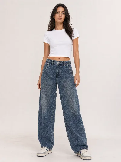 Damskie jeansy Baggy Balloon – wysoki stan, szeroka nogawka