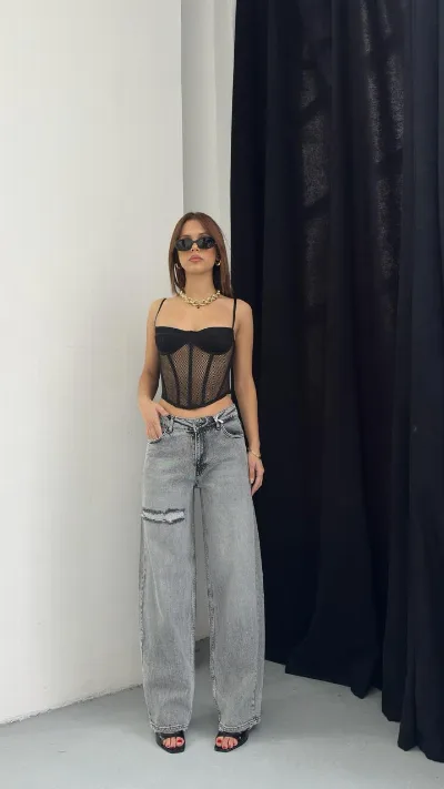 Damskie jeansy Baggy Balloon – wysoki stan, szeroka nogawka