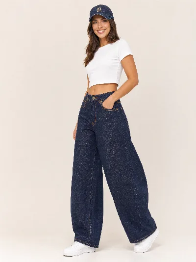 Damskie jeansy Baggy Balloon – wysoki stan, szeroka nogawka