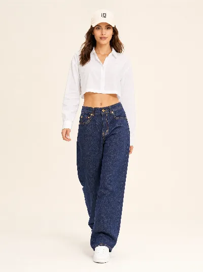 Damskie jeansy Baggy Balloon – wysoki stan, szeroka nogawka