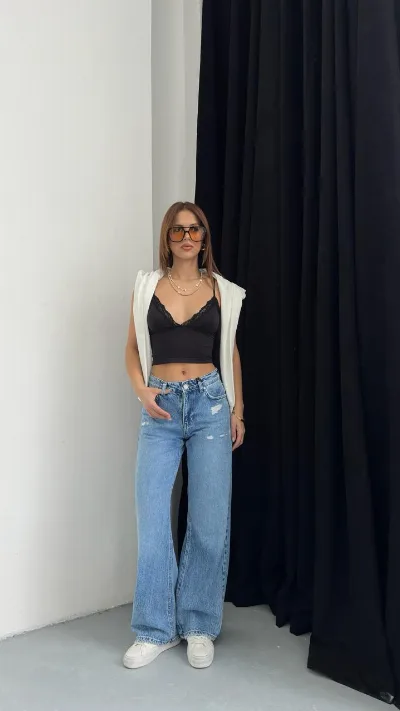 Damskie jeansy Wide Leg – wysoki stan