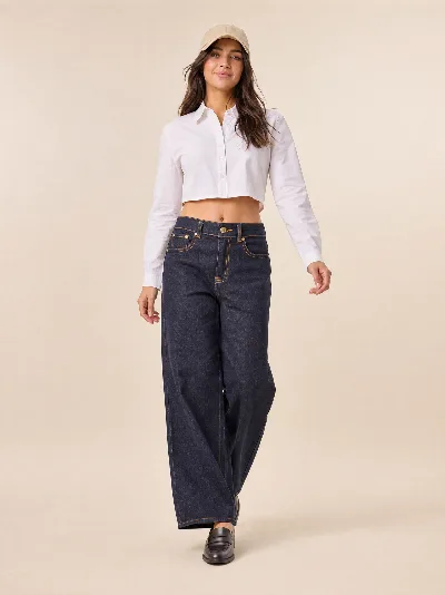 Damskie jeansy Wide Leg - elastyczny denim