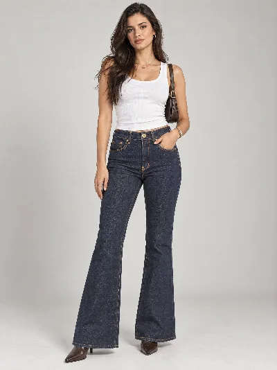 Damskie jeansy Skinny Flare – wysoki stan, elastyczny denim