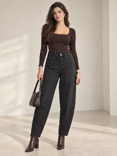 Damskie jeansy Balloon Fit – wysoki stan, elastyczny denim